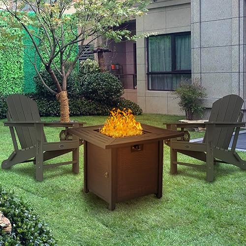 Miniatura 7 de FOOWIN Adirondack - Juego de 2 sillas de salón con bandejas portavasos, sillas plegables de patio resistentes a la intemperie, sillas de hoguera