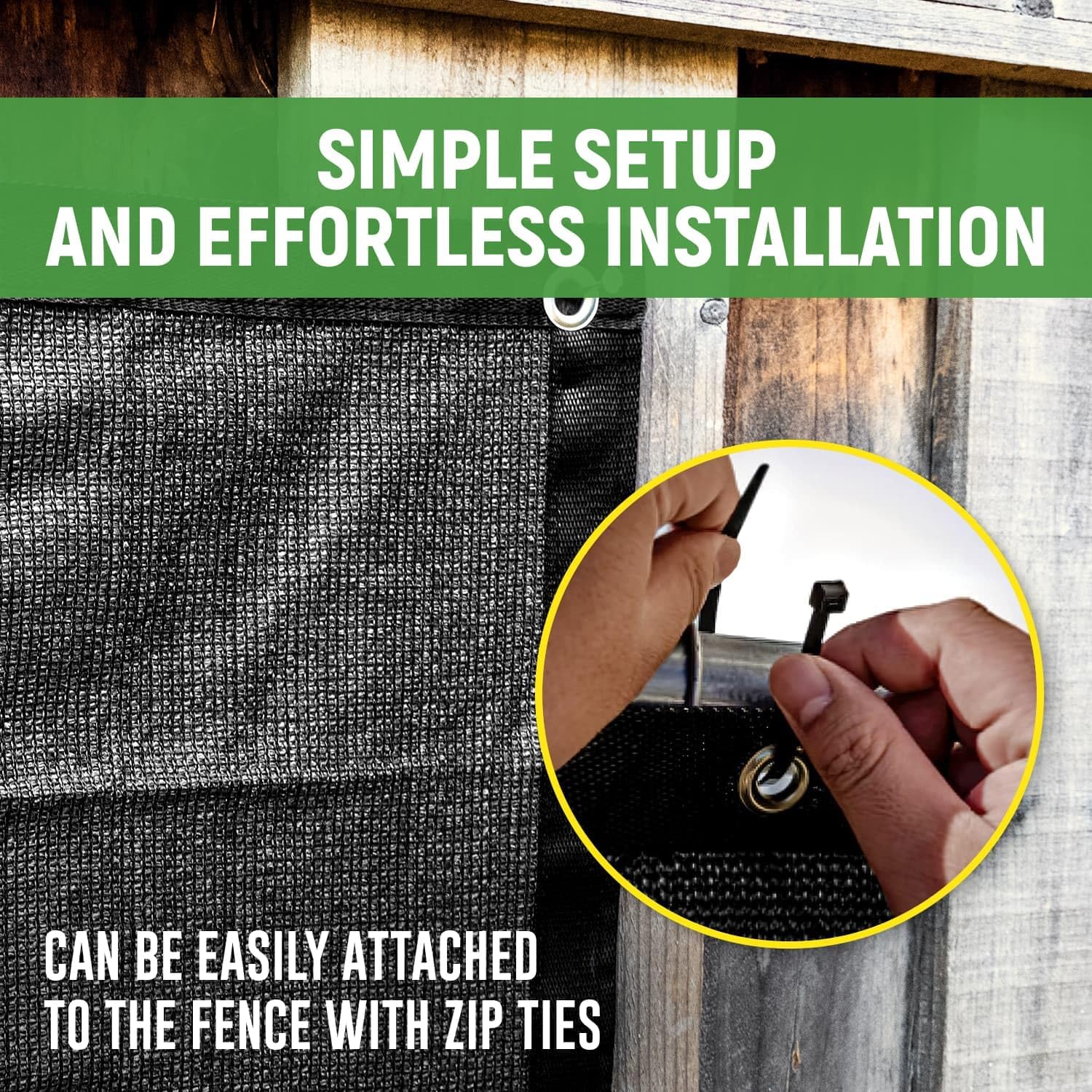 IDL Packaging Heavy-Duty 5' x 50' Privacy Fence Screen with Grommets, Black - 95% Visibility Blockage & Windscreen Cover with Weather-Resistant HDPE Weaving - Used for Chainlink and Mesh Fence