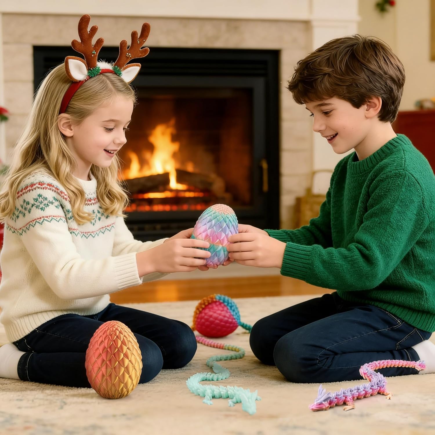 8Pcs 3D Printed Dragon Eggs with Articulated Dragons Inside, Mini Easter Dragon Egg Fidget Toy, 3D Printed Animals Easter Basket Christmas Ornament & Stocking Stuffers Birthday Party Decor Gifts - Image 5