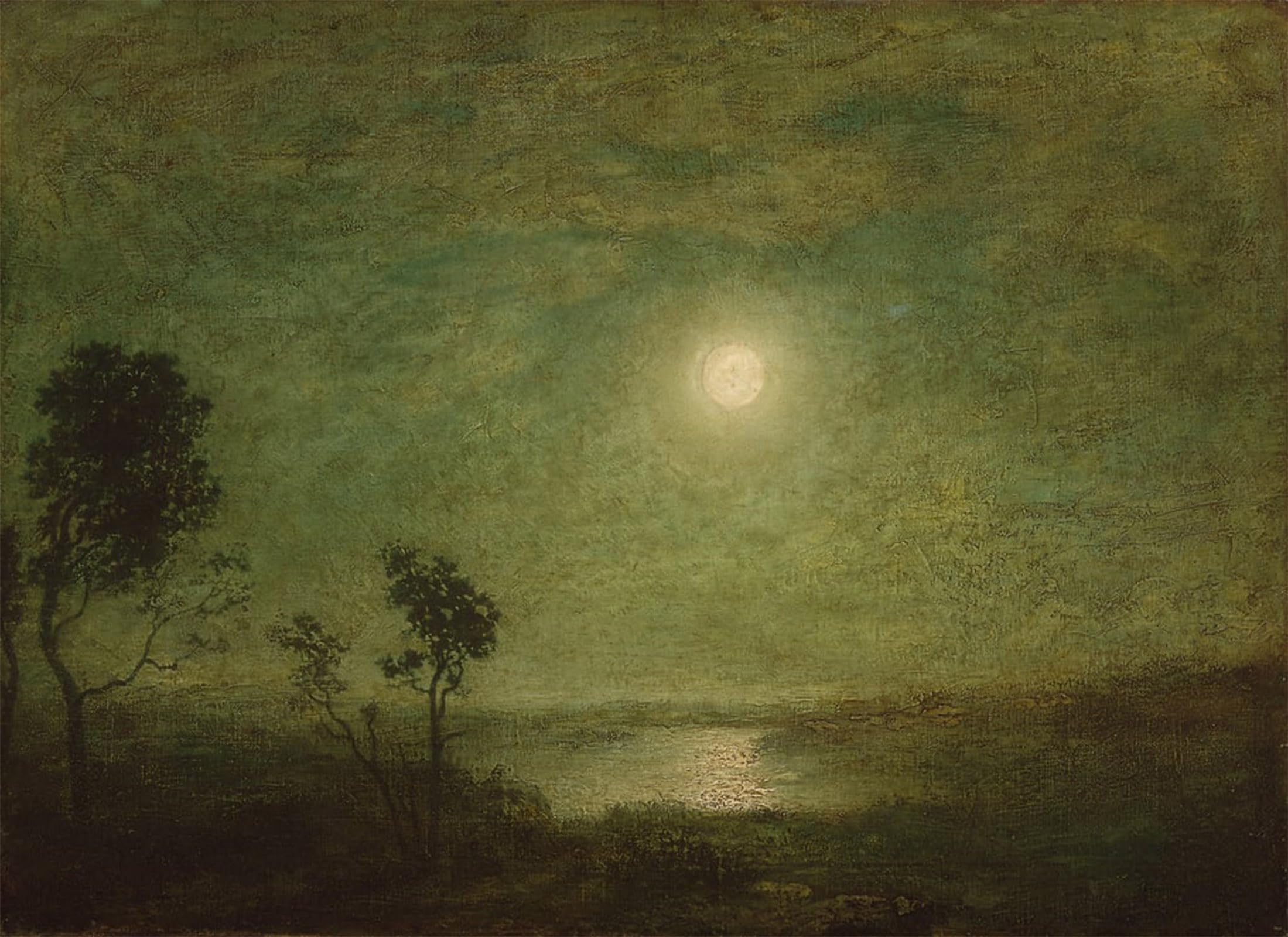 POSTERIIk Vintage Classic Picture Landscape Artwork Moonlight by Ralph Albert Blakelock Portrait Canvas Painting for Office Home Decor 60x90cm