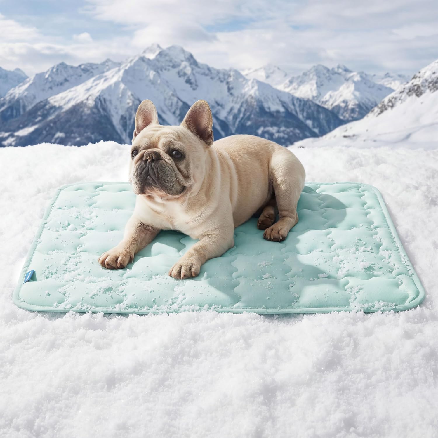 Bedsure Cooling Mat for Large Dogs, Q-Max>0.5 Thin Breathable Cold Crate Pad for Pet, Portable Washable Kennel Bed for Summer Active Dog with Chill Cool Soothing Fabric to Rapid Cooling, 35x23, Green