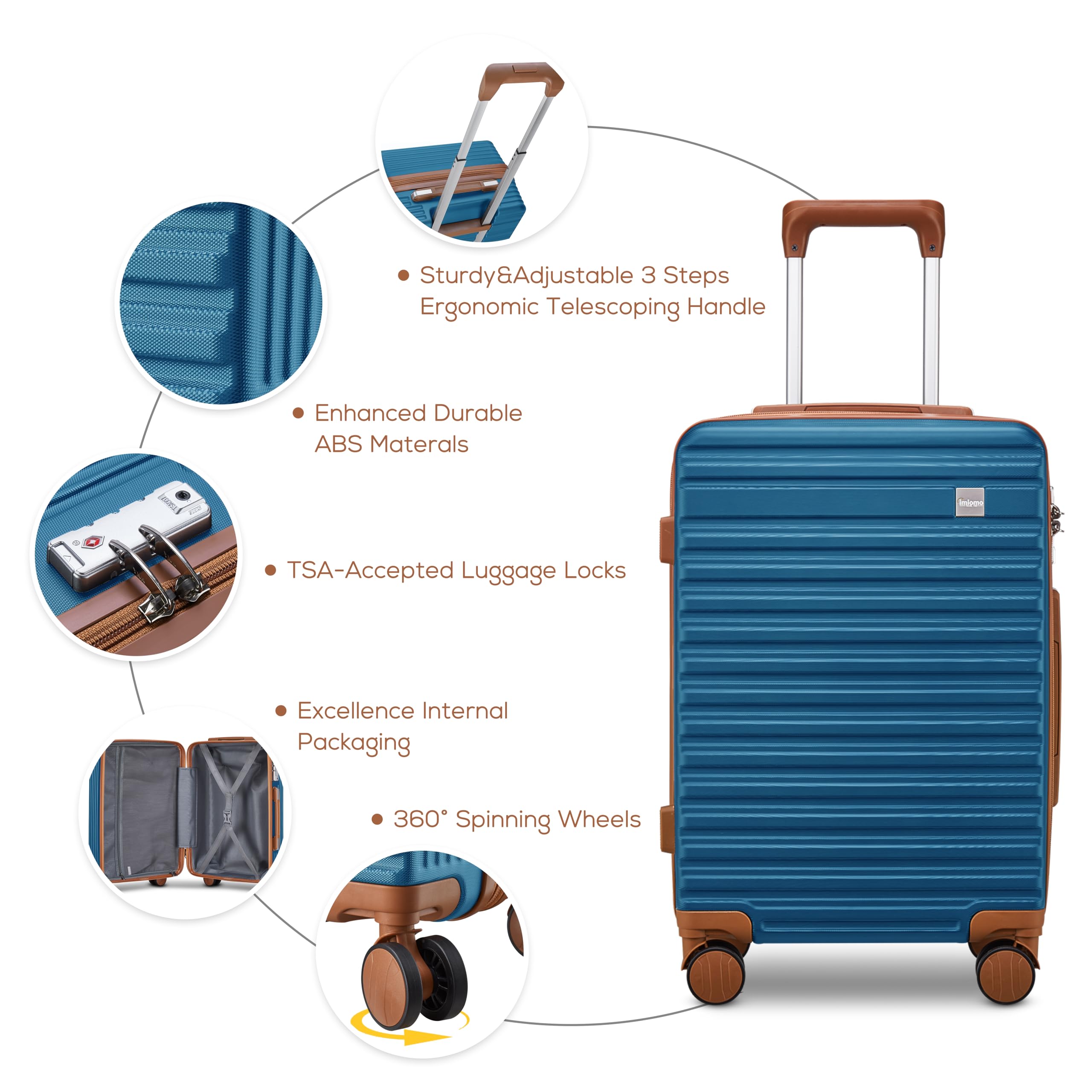 imiomo Carry on Luggage Sets,20 Inch Expandable Carryon Suitcase with Spinner Wheels,Hard Shell