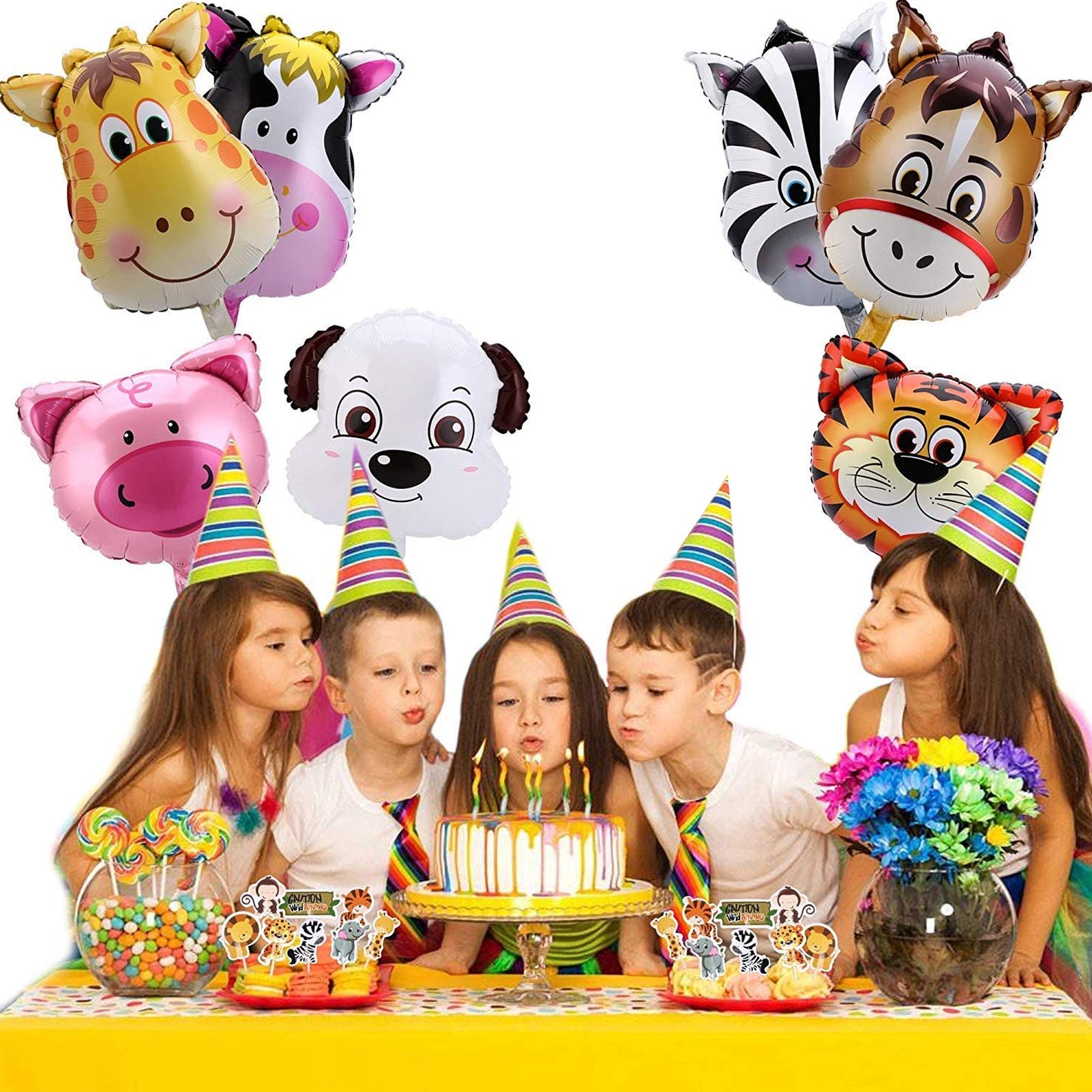 9er-Set Tier-Folienballons Für Dschungel-Party: Elefant, Panda, Löwe & Mehr – Bunte Dekoration Für Kindergeburtstag & Feiern