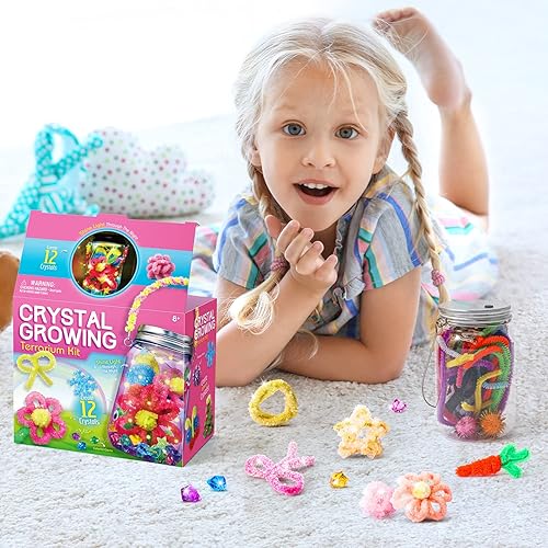 Miniatura 6 de XX TOYS - Kit de cultivo de cristales, manualidades para niñas de 6 a 8 años, kit de experimentos científicos de 12 flores, juego de lámpara