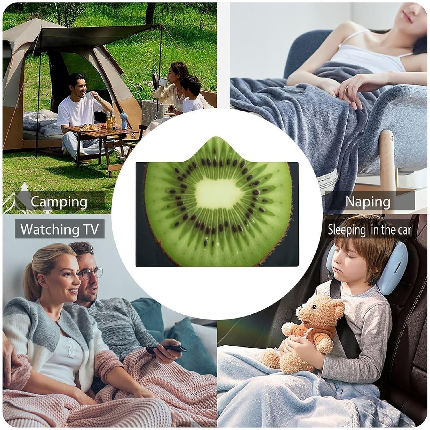 Kiwi Slice Wearable Hooded Blanket, Ultra Soft Arctic Velvet Cape Cloak Unisex - Cozy Wearable Blanket