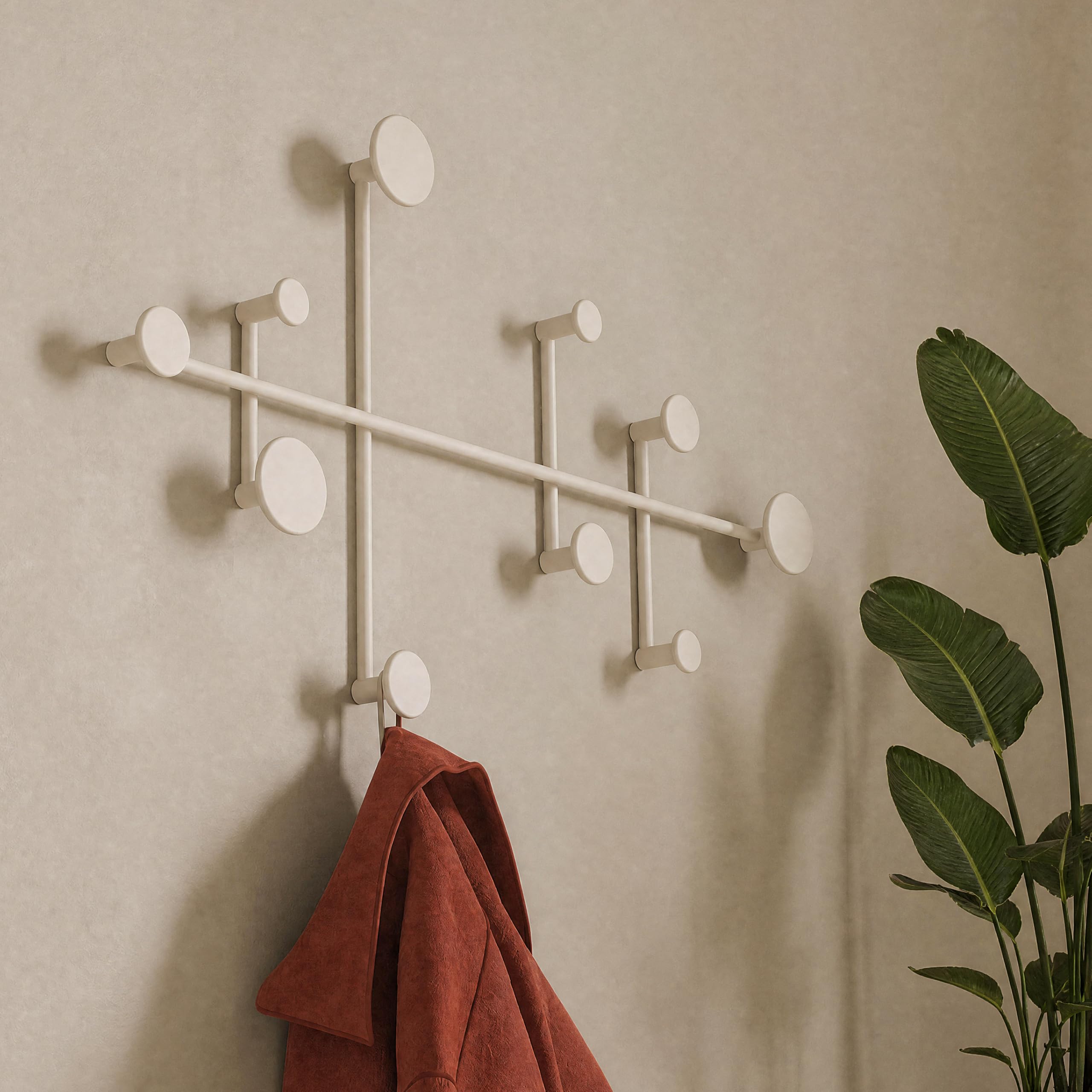 Kazai. Szafa ścienna "Sval", minimalistyczny design z Berlina, nowoczesny metalowy wieszak na ubrania / haczyki, taupe