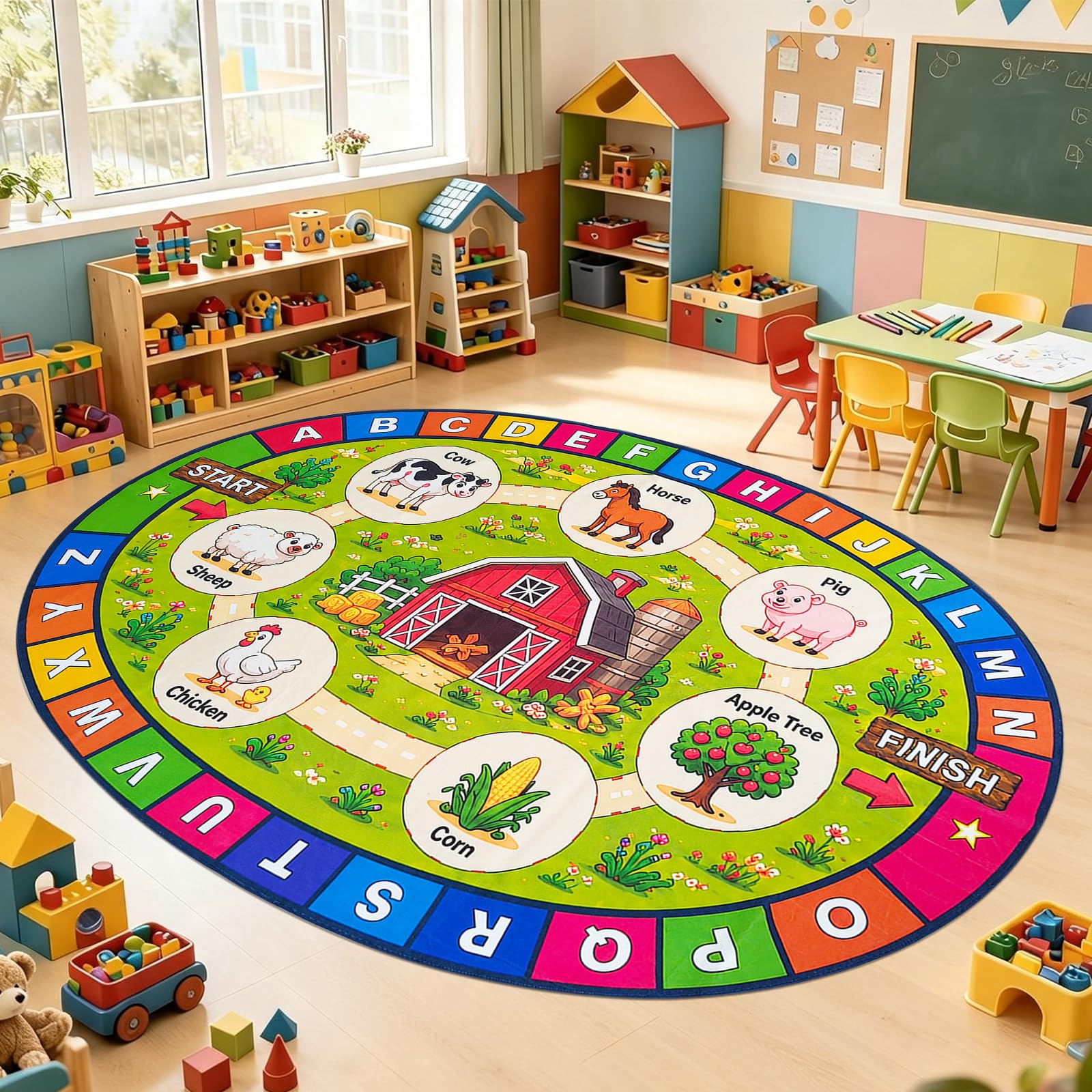 USTIDE Large Oval ABC Alphabet Rug for Kids Learning Classroom Rug 6.5x10ft