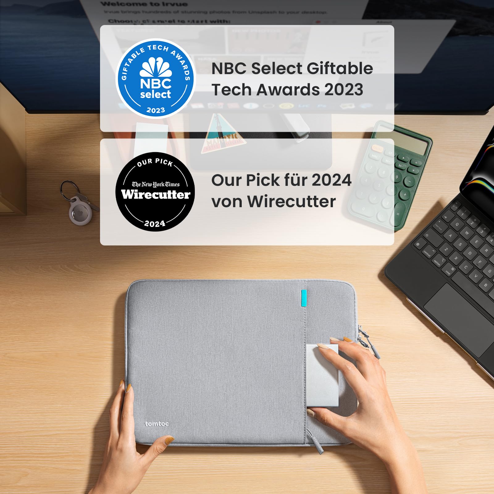 tomtoc 360° Tablet Tasche Hülle für 11 Zoll iPad Air 2026 (M4/M3/M2), 11'' iPad Pro M5/M4 (4./3./2./1. Gen), iPad (A16)/10, iPad Air 5, Wasserabweisend Sleeve für Zubehör, Passt Magic/Smart Keyboard Grau 10,9/11 Zoll für iPad/Pro/Air - 1