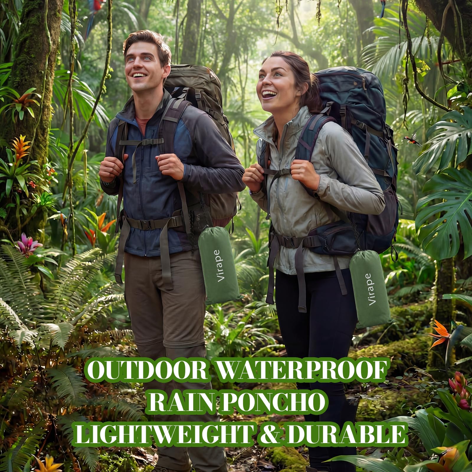 Regenponcho Wasserdicht Wandern Mit Halbzip Leichter Mehrzweck Regencape Mit Rucksack Atmungsaktiv Poncho Herren Damen Hiking Faltbare 3-In-1 Regenmantel Camping