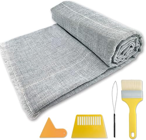 Miniatura 12 de Tela de Tufting Primaria Grande de 85" x 170" con Cuadrícula Blanca para Pistola de Tufting, Tela de Respaldo Gris para Alfombra Base, Tela Monks