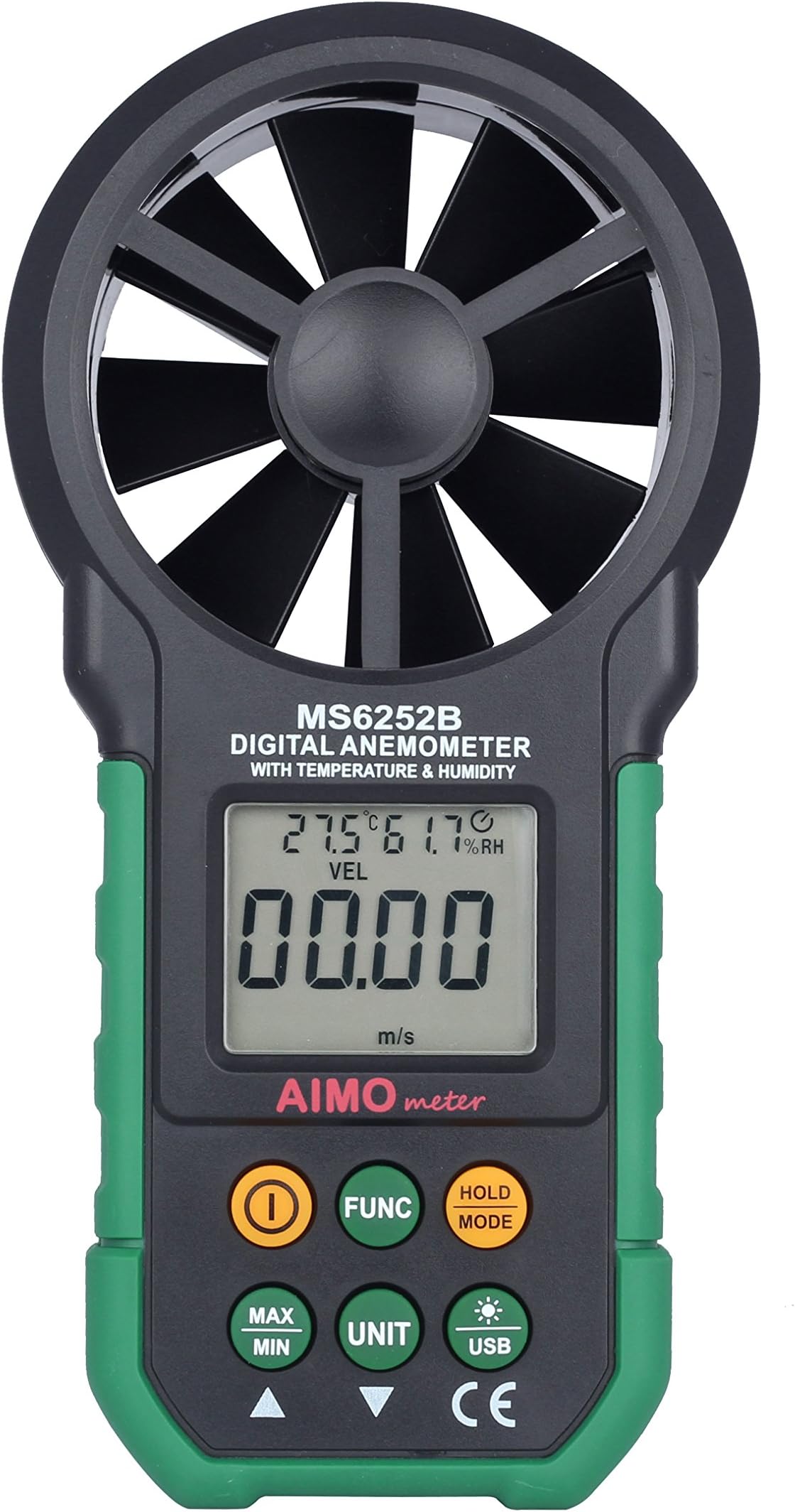 MS6252B Digital Anemometer Temperature Humidity Tester Anemometro Air Flow Meter with USB Real Time Data