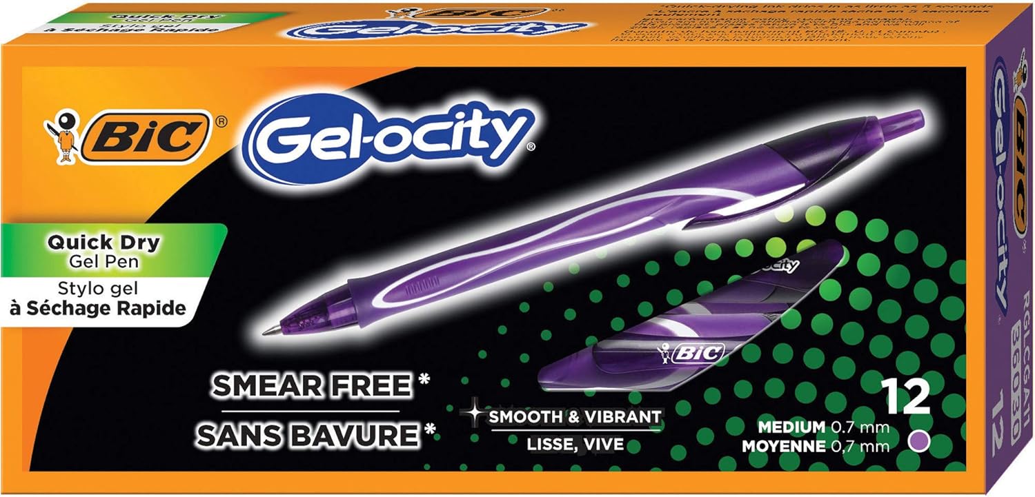 BIC Gelocity 0.7mm Quick Dry Gel Pen, Purple Office Products