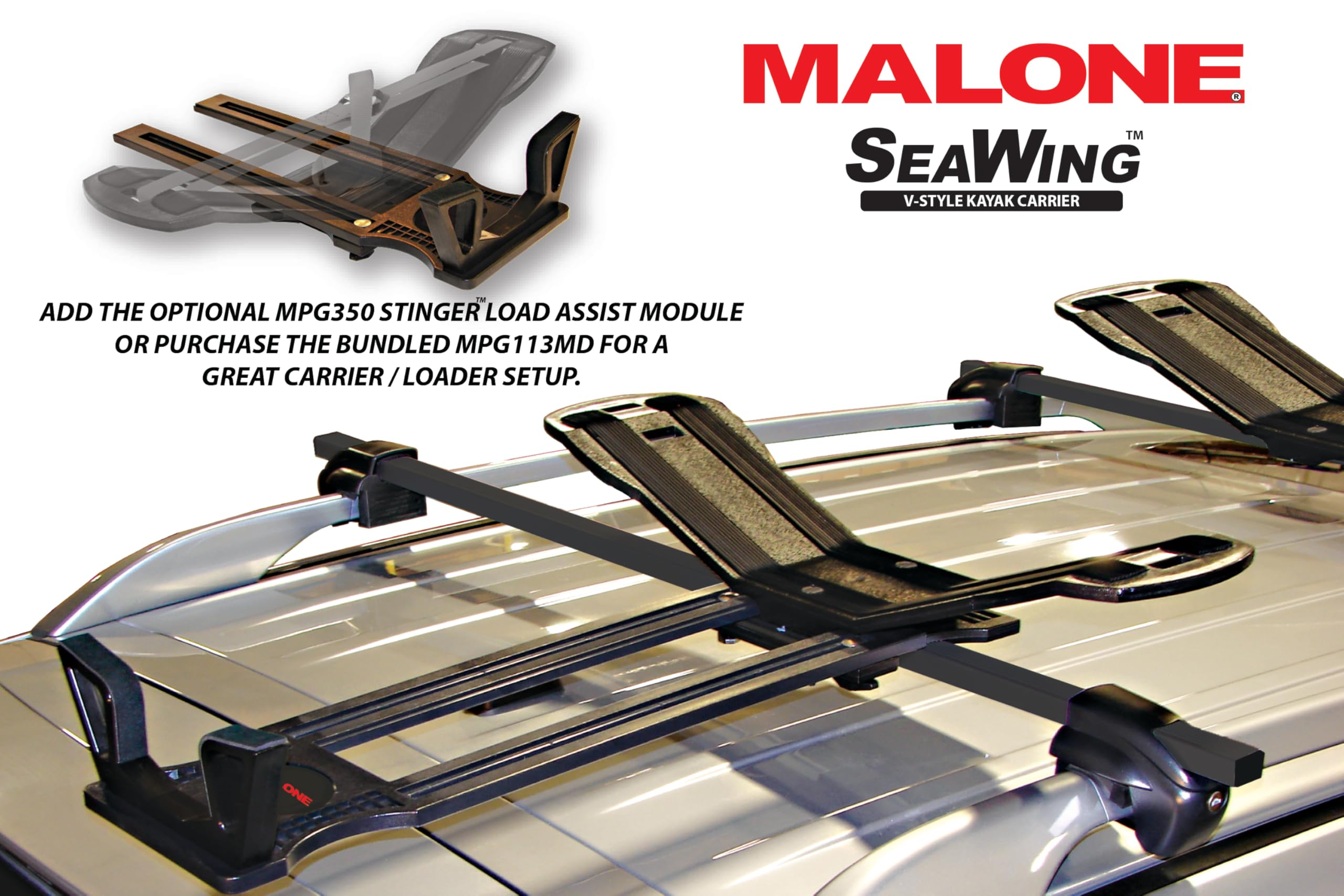 Malone SeaWing uniwersalny bagażnik samochodowy na kajak z linami dziobowymi i rufowymi