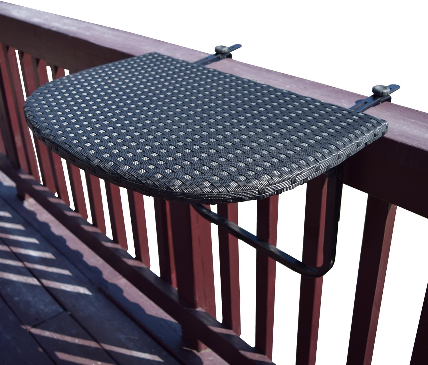 Oakland Living Balcony Railing Wicker Table, Black