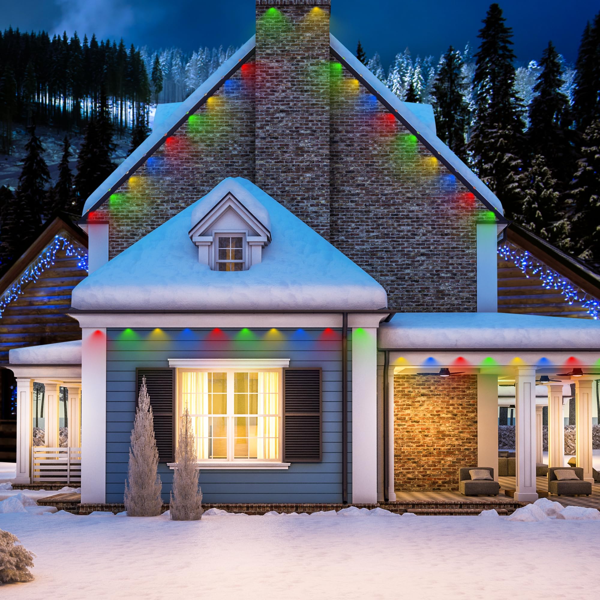 Tacobey Luci di Gronda Natale - 15m 36 LED Catena LuminosaMulticolore con Telecomando, 8 Modalità, Impermeabile, Timer, Collegabile Luci di Gronda Natalizie da Esterno ed Interno