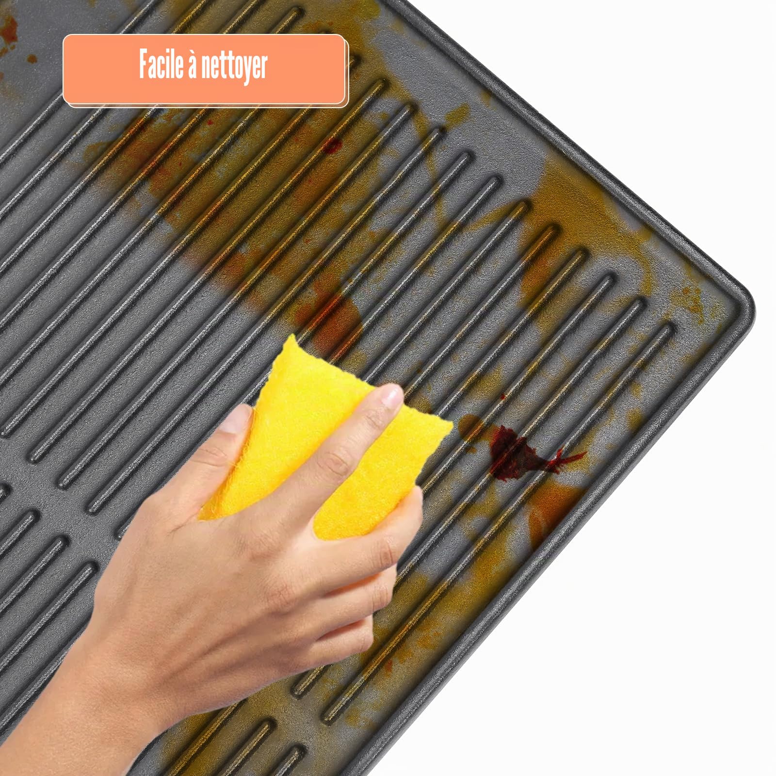 Denmay Plaque de cuisson en fonte 41,5 x 27,5 cm pour barbecue au charbon de bois