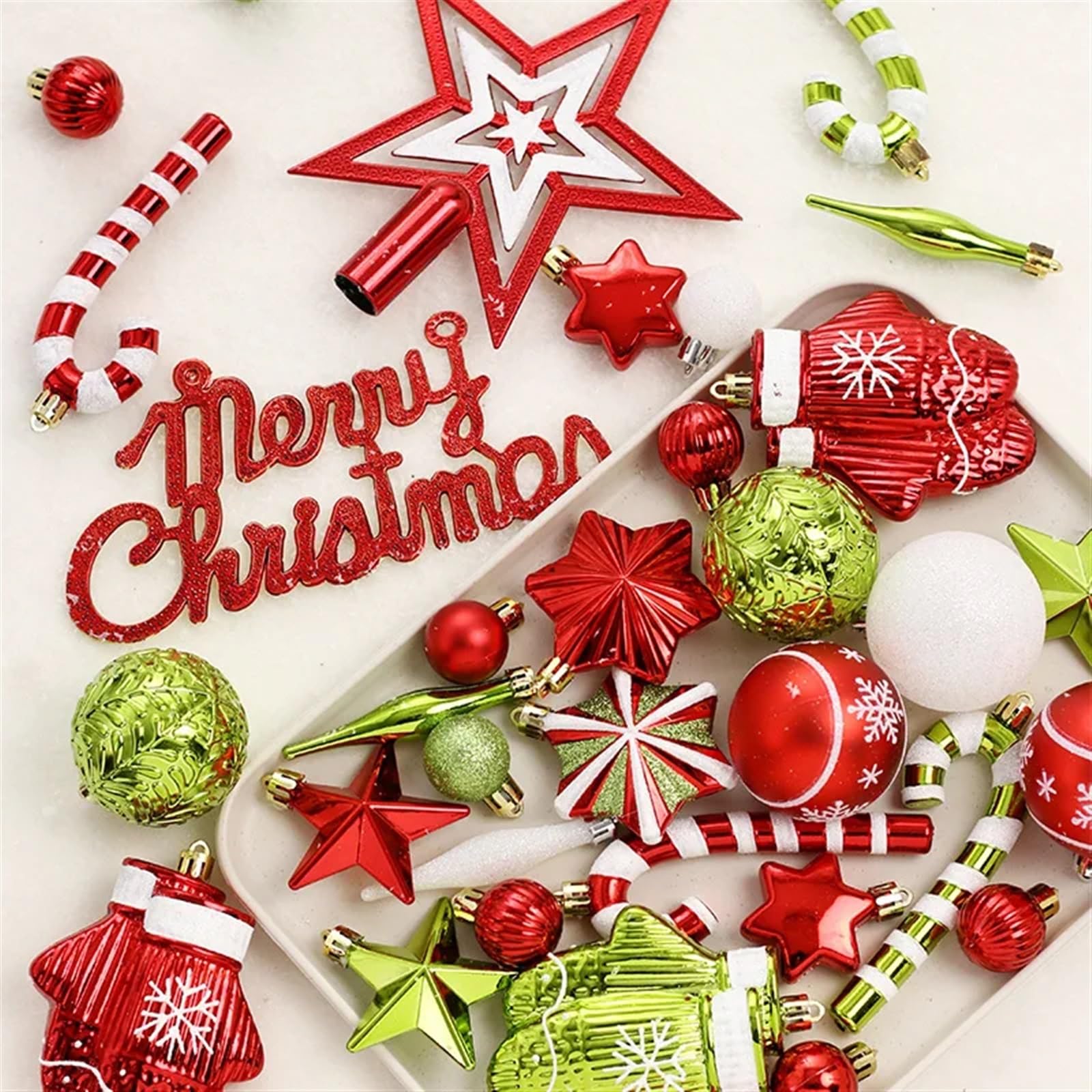 Christbaumkugel-Set, bemalt, Sterne, Ornamente, Heimdekoration, Anhänger, 70 Stück