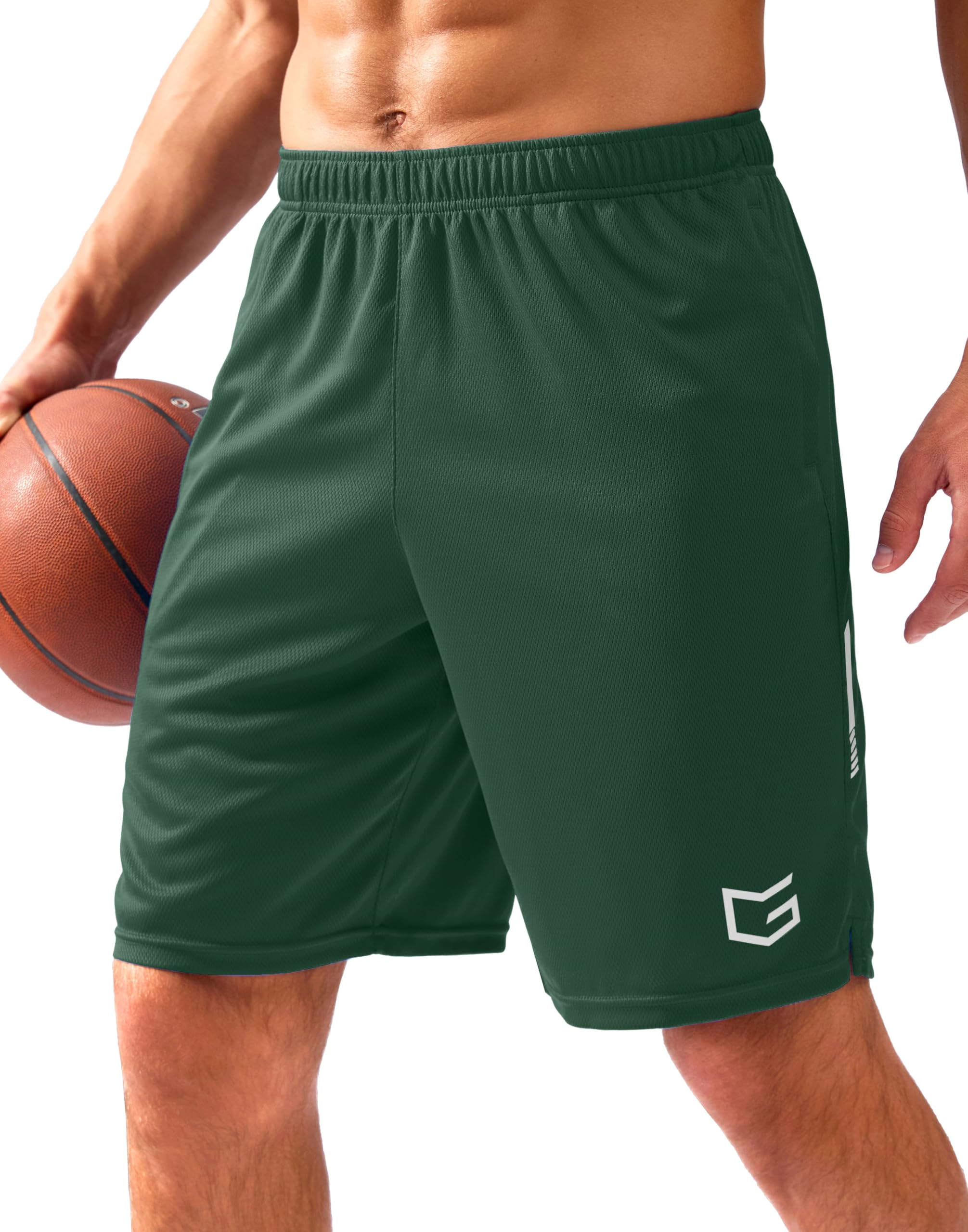 G Gradual Men's Gym Shorts 5"/7"/10" with Zipper Pockets Basketball Athletic Mesh Quick Dry Shorts for Workout Running Tennis