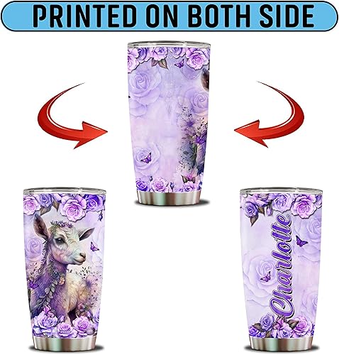 Miniatura 6 de Regalo personalizado de cabra para mujer, taza de café termo, divertida botella de agua para amantes de las cabras, esposa, mamá, cumpleaños,