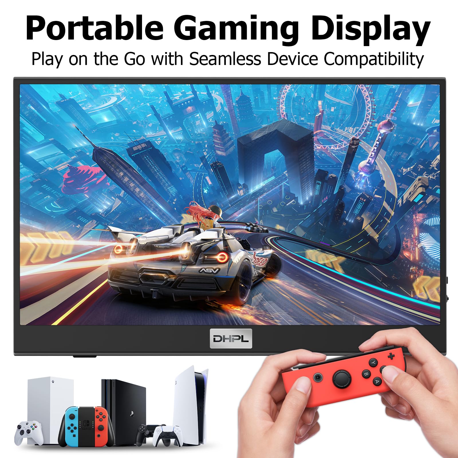 Przenośny monitor 15,6 cala do laptopa – ekran antyodblaskowy FHD 1080P IPS, podwójny USB-C/HDMI, wbudowane głośniki, otwory VESA, przedłużacz ekranu podróżnego, kompatybilny z laptopem, PC