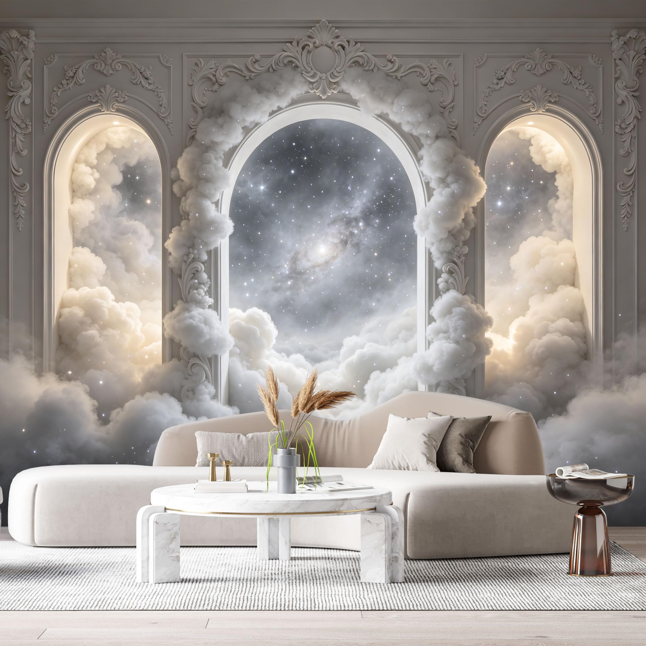 Custom Size Wall Murals Surreal Galaxy Space Architecture 3D Trompe L'Oeil SelfAdhesiveWall Fabric Removable Wallpaper Wall Decor for Living Room Bedroom Bathroom