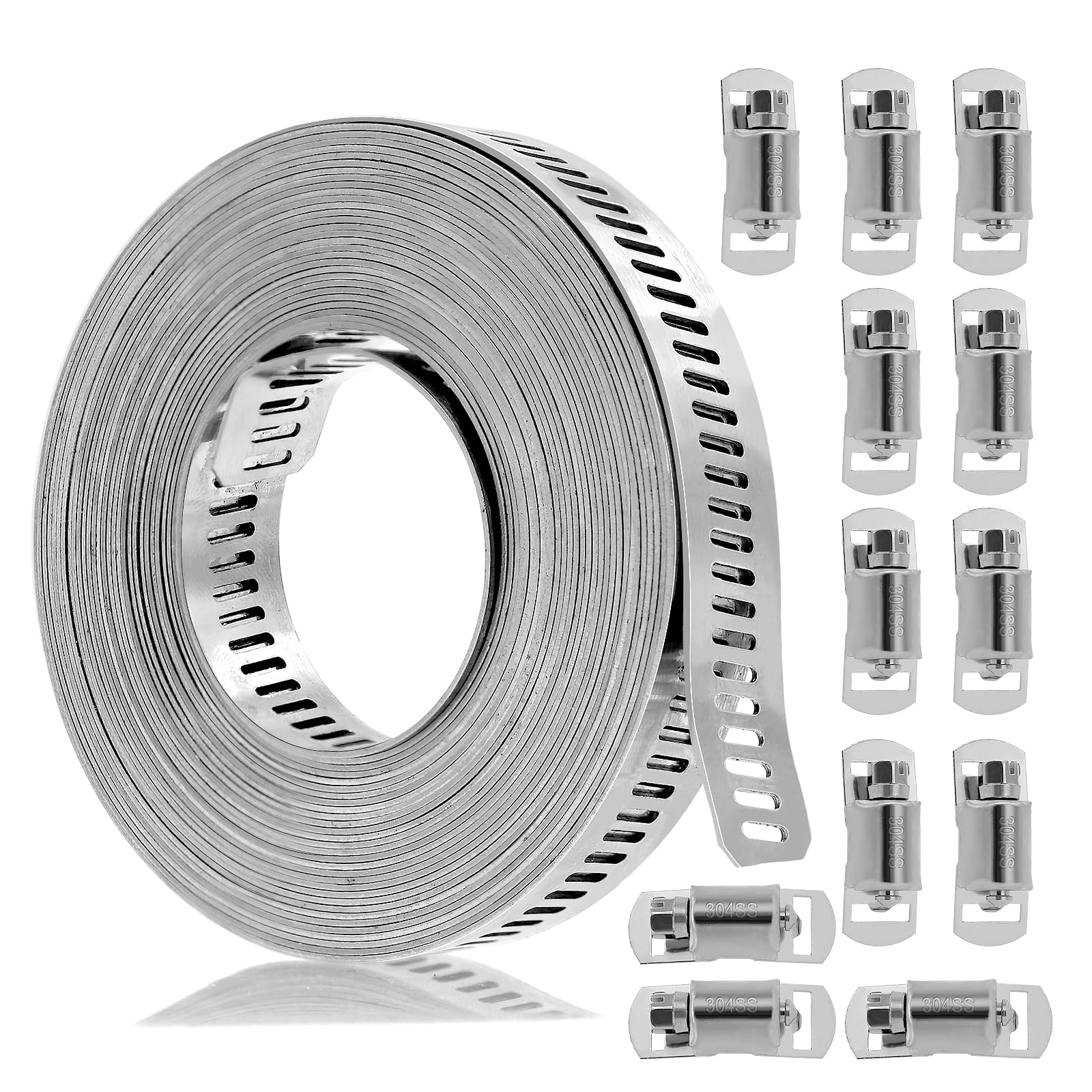 Bailinks 304 Edelstahl Schlauchschellen Set – Verstellbar, 2 Meter Mit 5 Schellen Oder 3 Meter Mit 6 Schellen