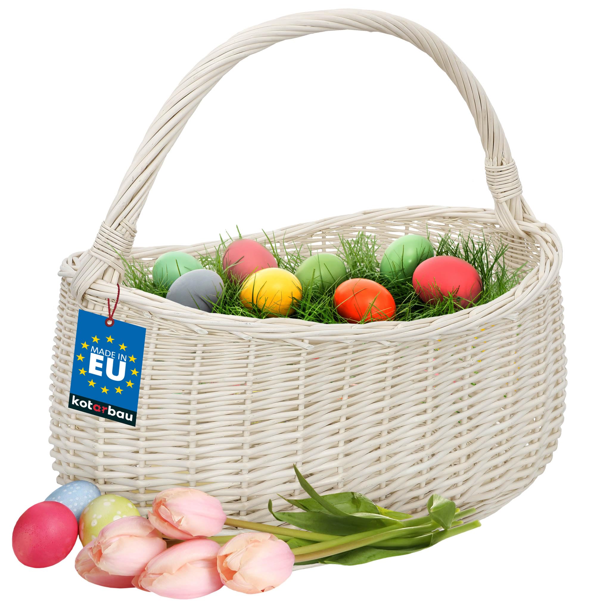 Kotarbau White Kotarbau® Wicker Shopping Basket Braided Basket Made Of Willow Brown Large Woven Willow Shopping Basket Handle Baskets Made Of Willow Willow Basket Mushroom Basket Willow, Natural