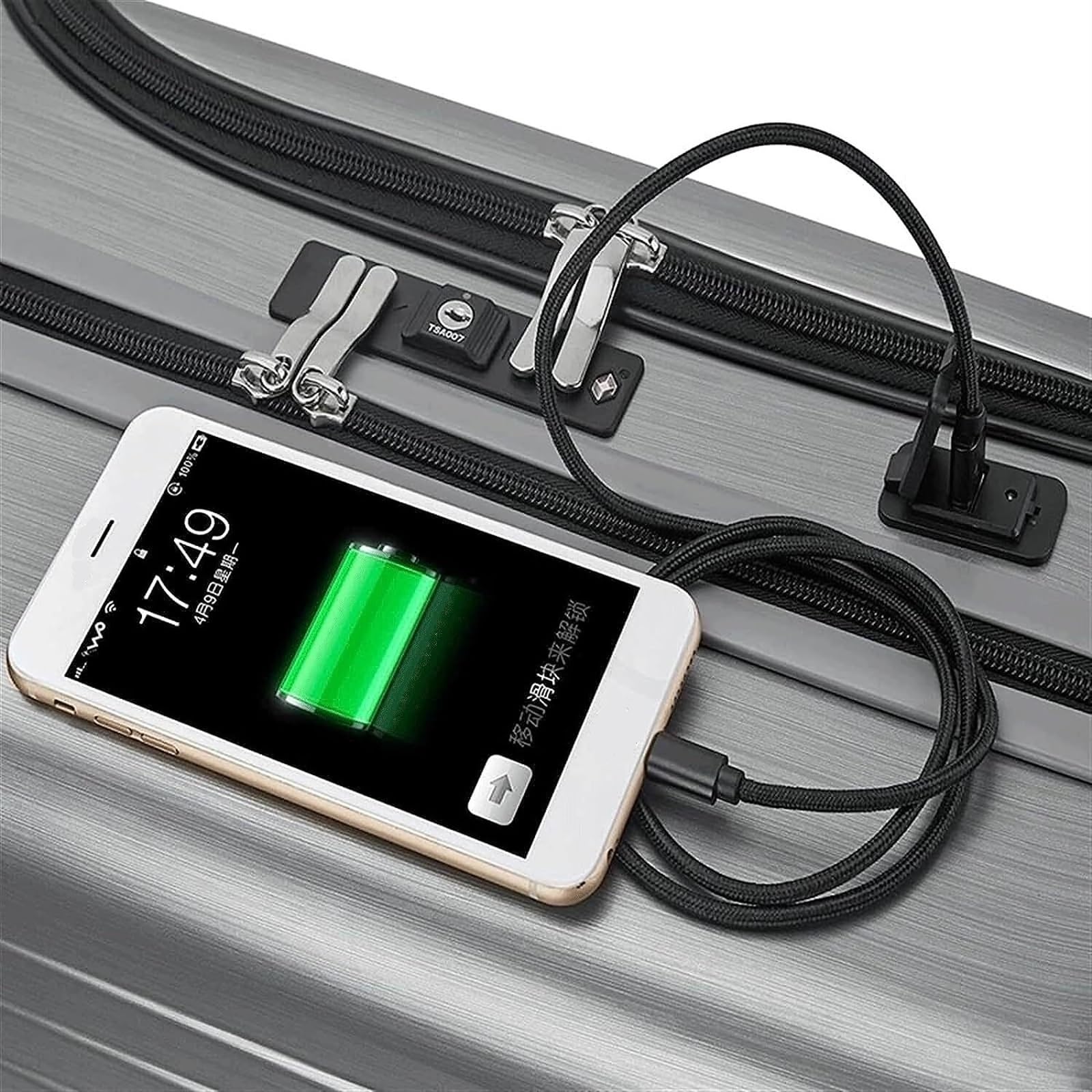 Valigia Valigie Custodia Rigida Ricaricabile con Porta USB Bagaglio A Mano Bagagli Business Bagaglio a Mano(Black)