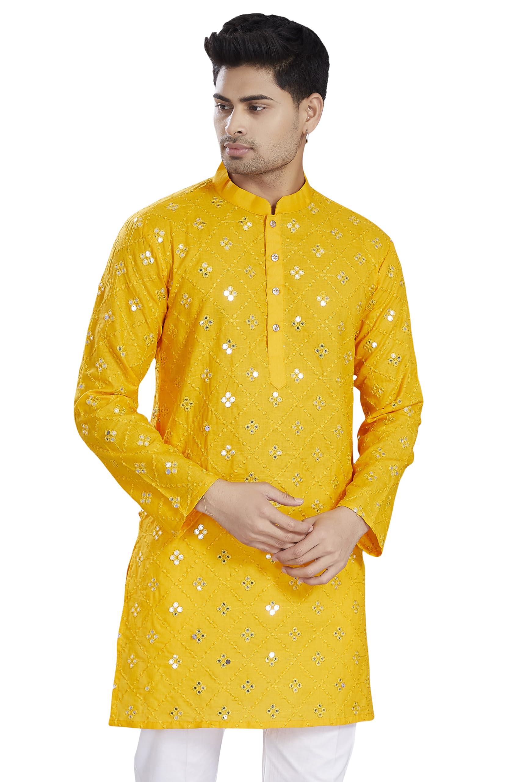 divisive Men's Embroidered Cotton Linen Blend Only Slim Fit Kurta-picture-40