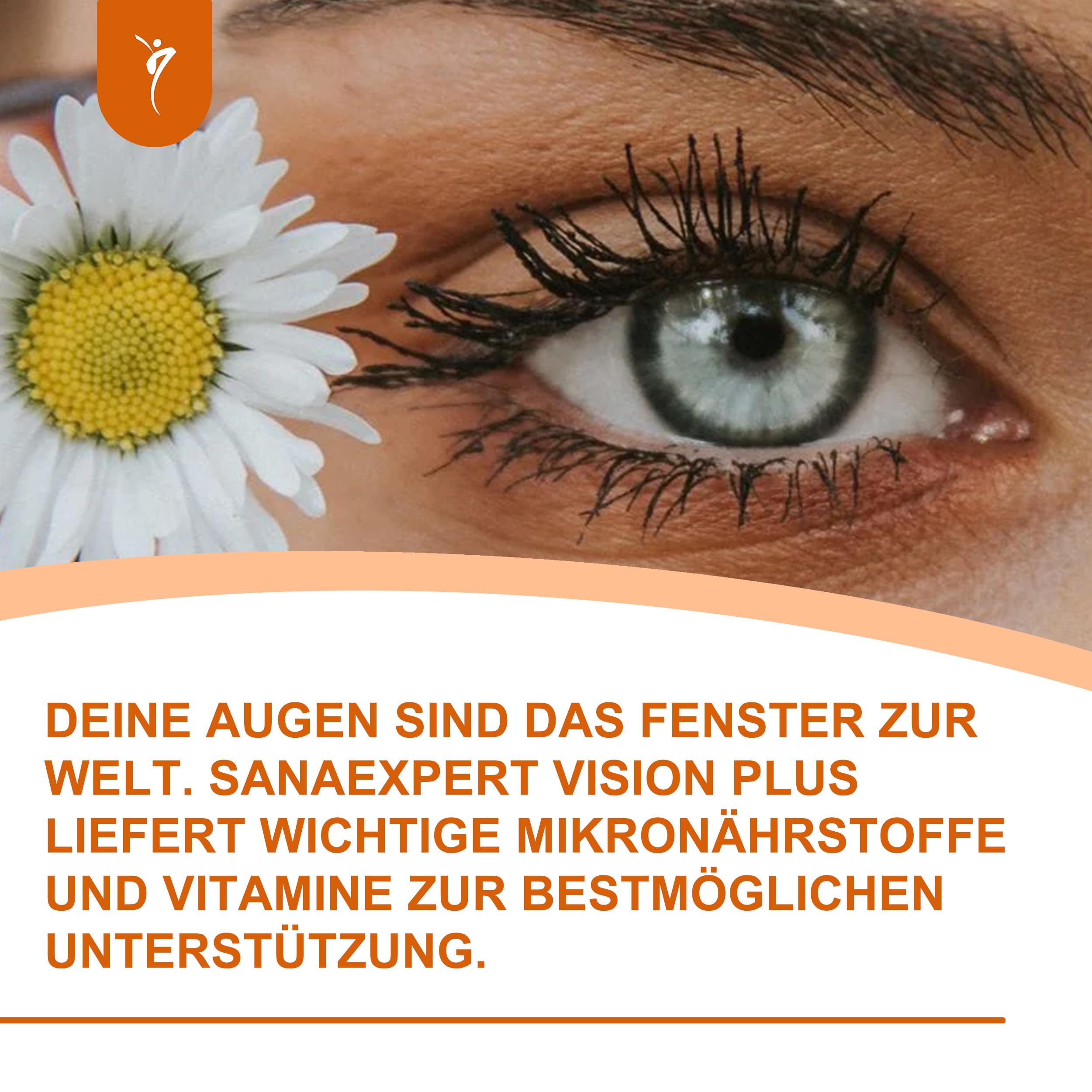 SanaExpert® Vision Plus – Mit Vitamin A für die normale Sehkraft sowie Lutein, Zeaxanthin, Q10, Vitamin C, E, Zink & Selen – 60 Kapseln – Made in Germany