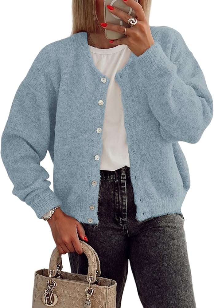 Ynhonra Women's Long Sleeve Front Button Y2k Cardigan Sweaters