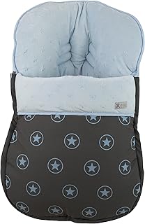 Saco funda polar de invierno universal grupo 0 maxicosi en loneta impermeable efecto neopreno de estrellas y tejido minky celeste. Fabricado en españa