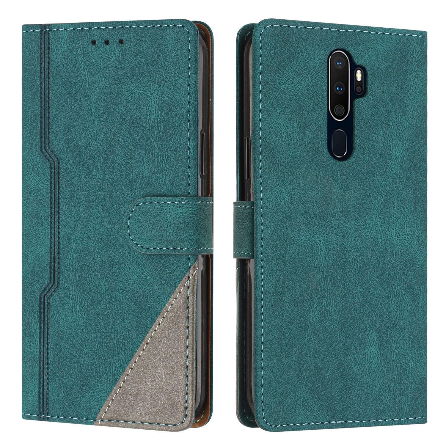 Custodia Portafoglio Per Oppo A5/A9 2020 - Flip Cover In Pelle, Grigio Con Trifoglio - Foto 11