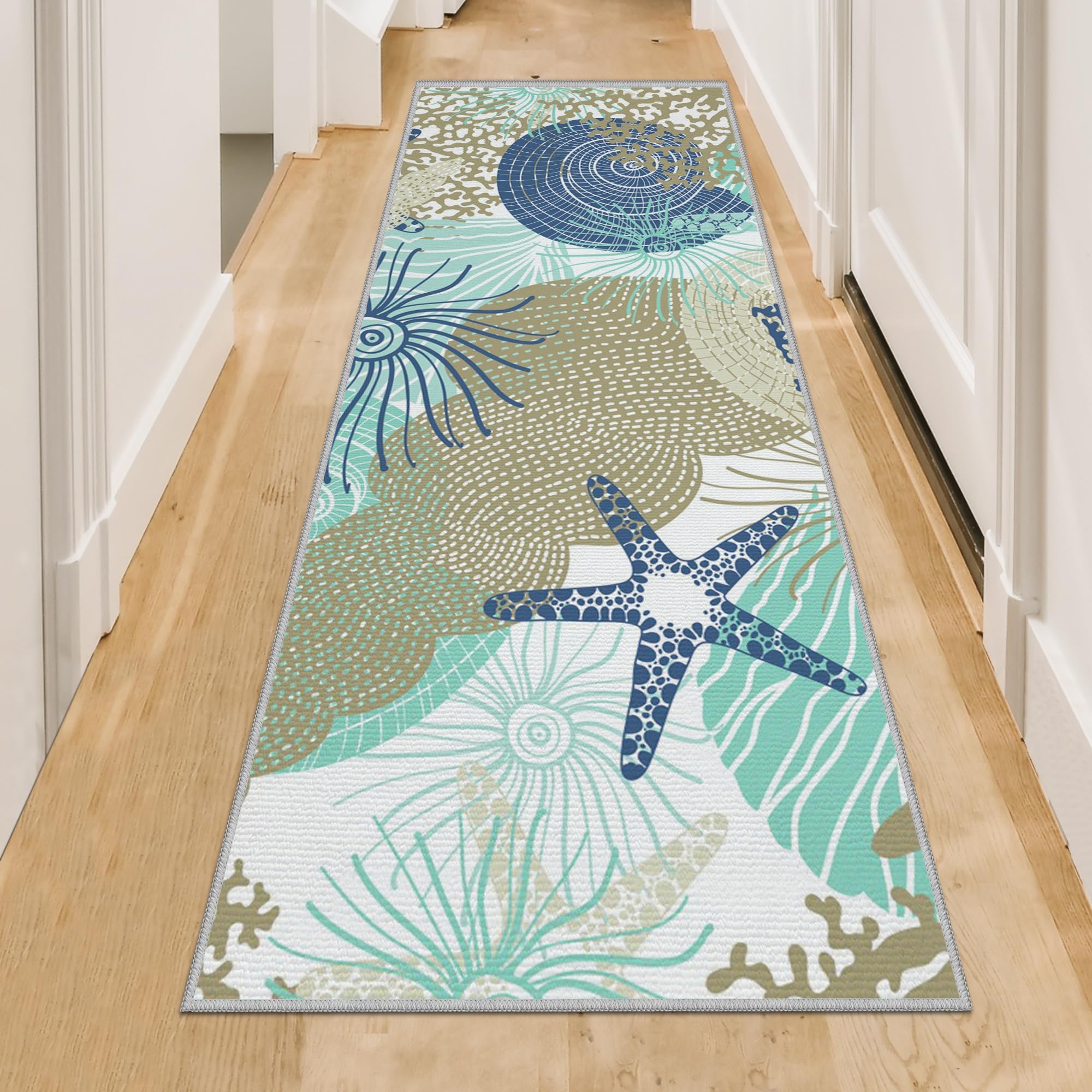 Crab Long Runner Rug 2x6 Throw Rug Coastal Nautical Area