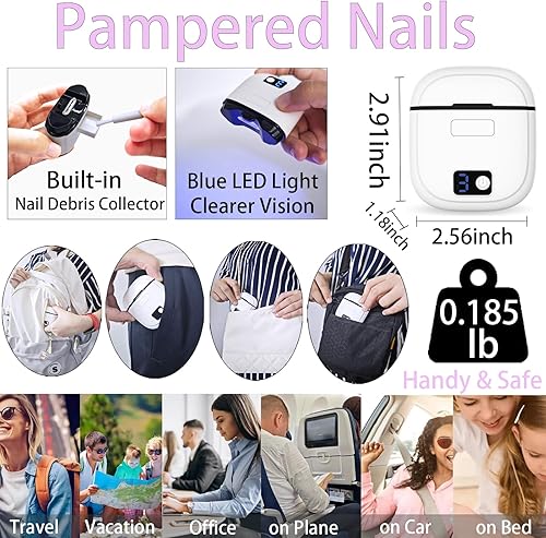 Miniatura 2 de Cortaúñas eléctrico 2 en 1 con luz, recortadora automática de uñas para niños con almacenamiento de clip, filer recargable de uñas ajustable, 3