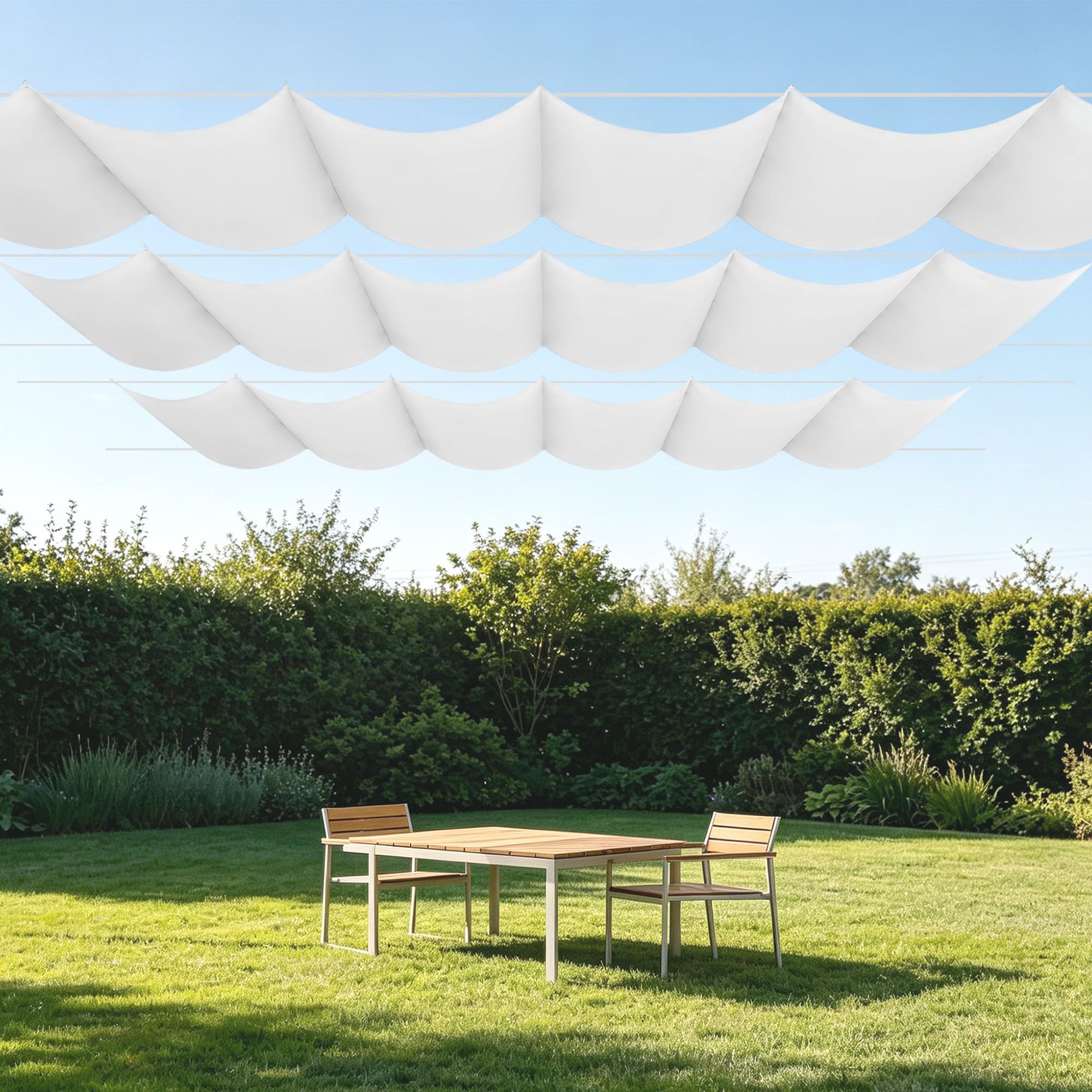 Toile ombrage rétractable vague imperméable contre pluie et soleil patio