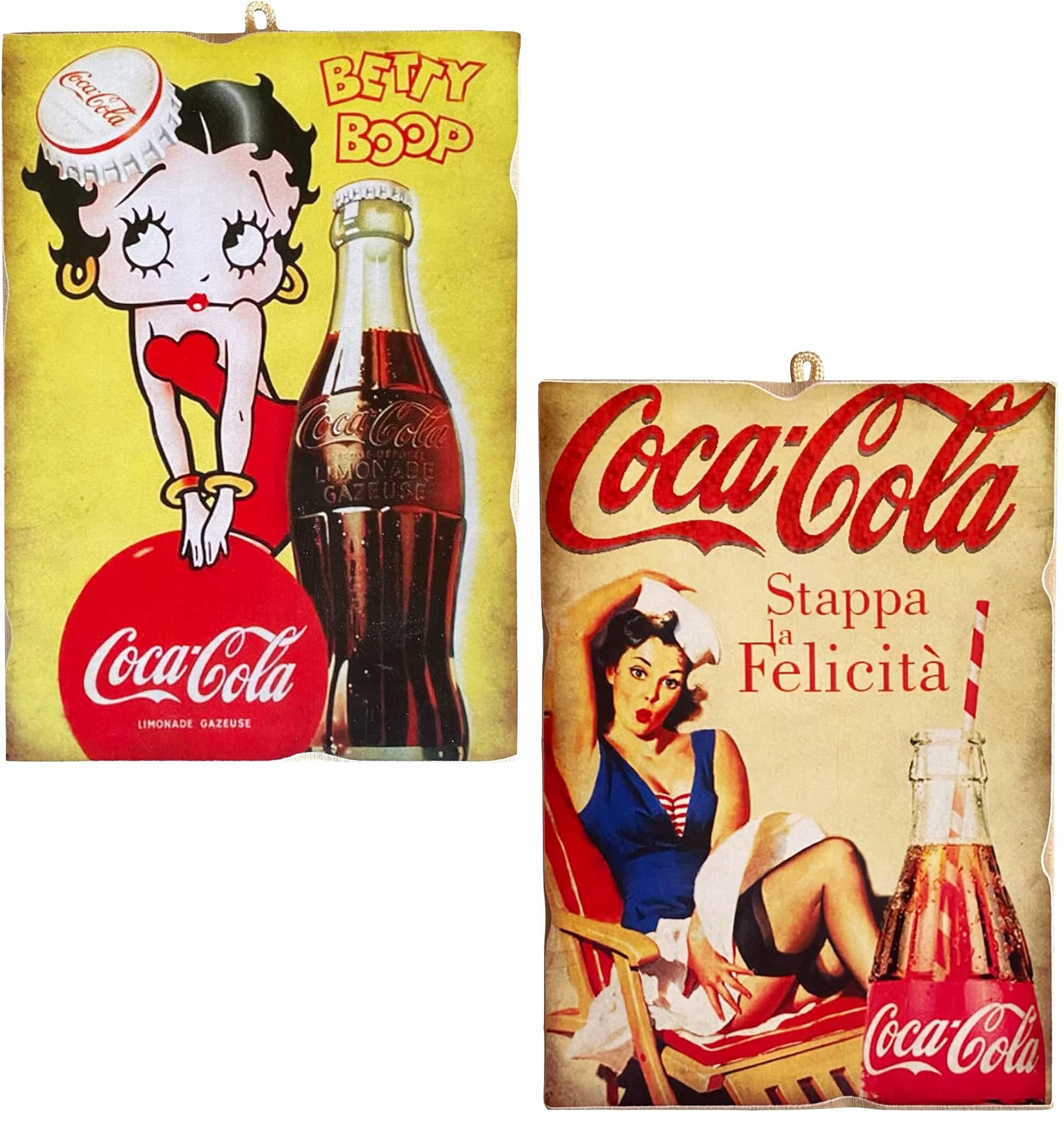 KUSTOM ART 2 cuadros a cuadros estilo vintage Coca Cola Betty Boop