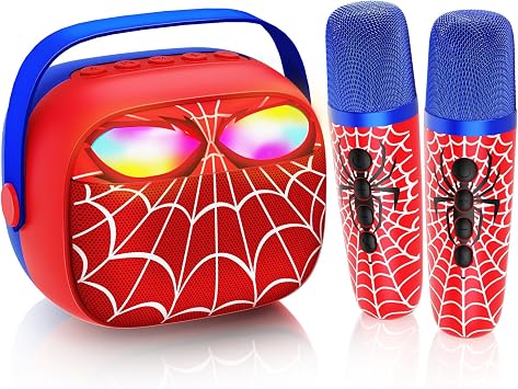 Mini Karaoke Machine for Kids Ages 3-12 Portable Bluetooth Speaker with 2 Wireless Microphone, LED Light Show for Kids 3 4 5 6 7 8 9 10 Year Old Boys Girls Toys Easter Birthday Gifts Toddler