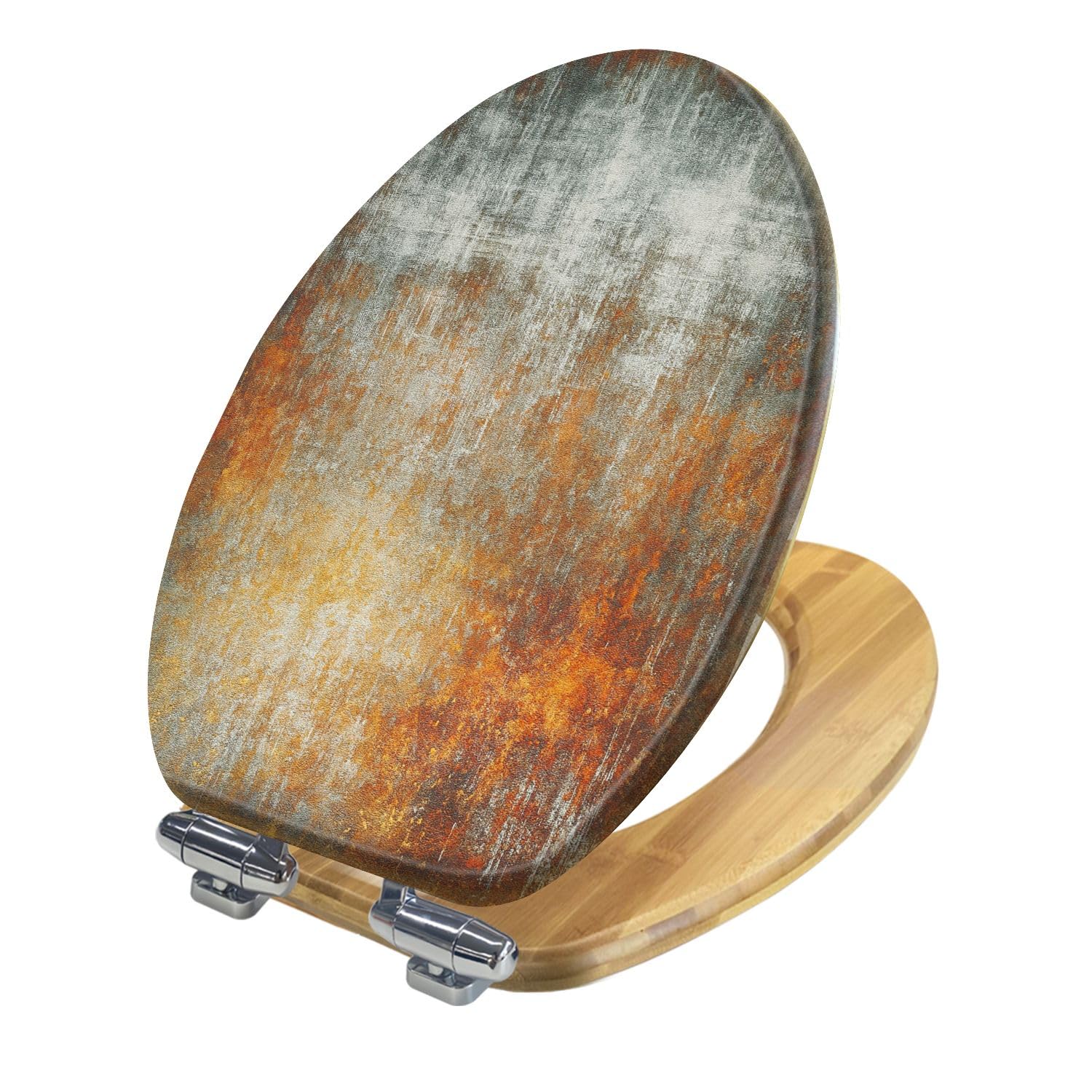 Copriwater allungato con chiusura ammortizzata e sgancio rapido in legno, facile da installare, stile grunge, decorazione murale per il bagno.