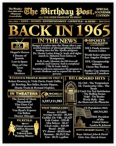 Miniatura 76 de Stuff4 Póster dorado de cumpleaños número 30 sin marco, periódico dorado nacido en 1995, feliz cumpleaños 30 para hombres y mujeres, regalos retro