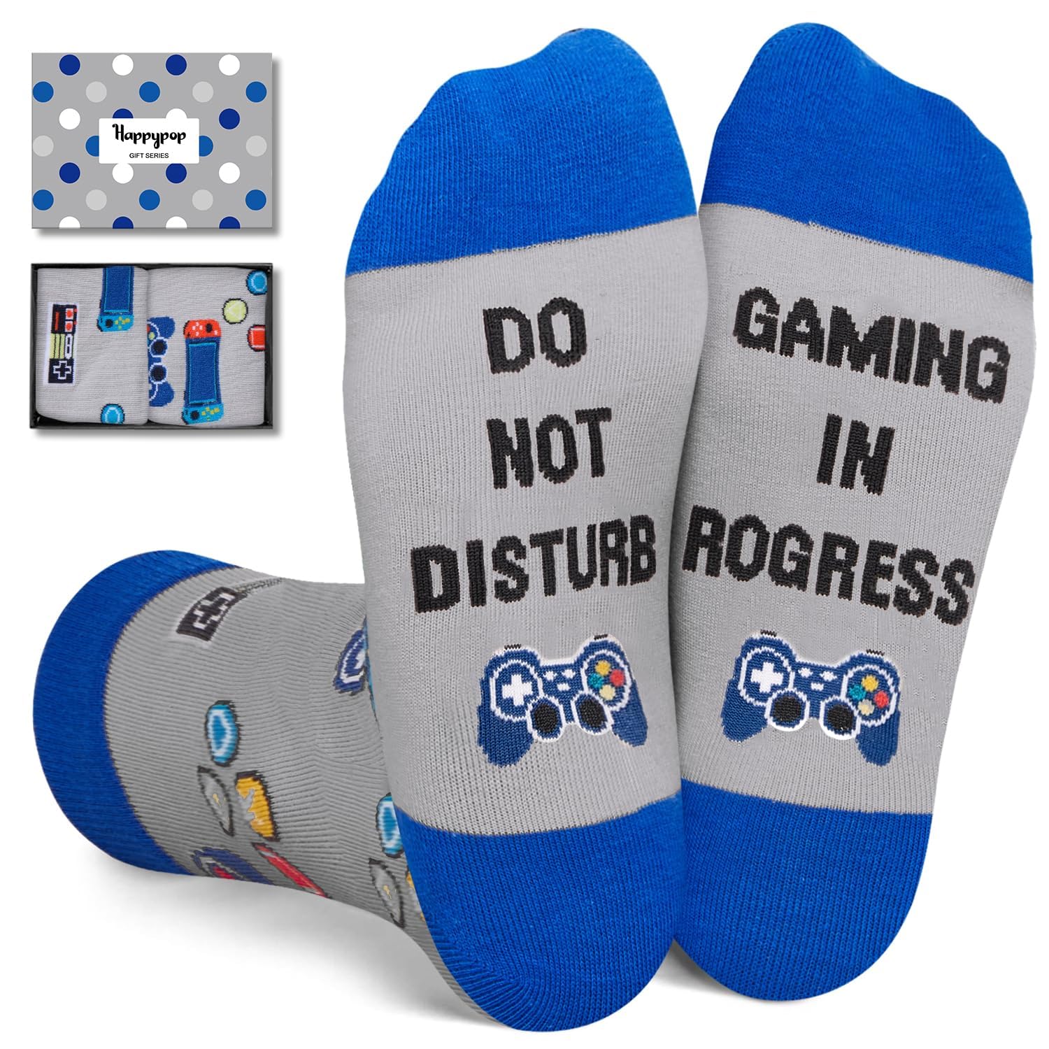 Gamer Gifts for Boys - Funny Video Game Socks, Christmas Stocking Stuffer, Kids Gaming Gifts