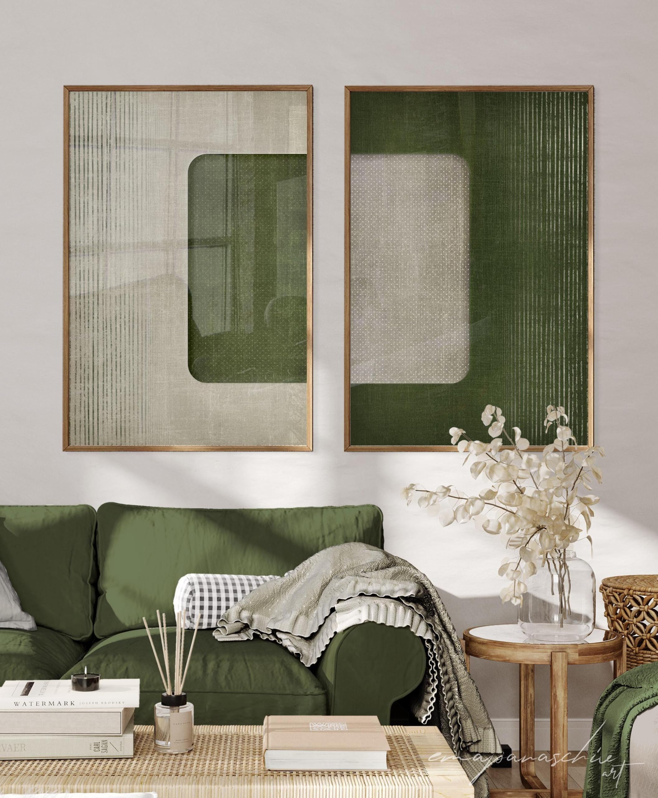 Art imprimable vert olive grand format 60x80cm pour décoration murale minimaliste de salon