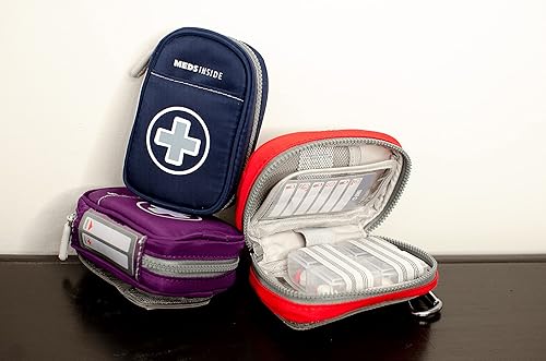 Miniatura 7 de Auvi Q Case, bolsa médica de viaje  Pequeño organizador de medicamentos aislado Bolsa de medicina "Kate" púrpura Mini bolsa médica estuche para