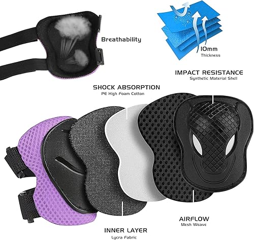 Miniatura 5 de LEDIVO Kids Bike Helmet Protection Gear Set for Toddler Youth Adult, Bicycle Helmet Knee Pads Elbow Pads Wrist Guards for Roller Skate Skateboard