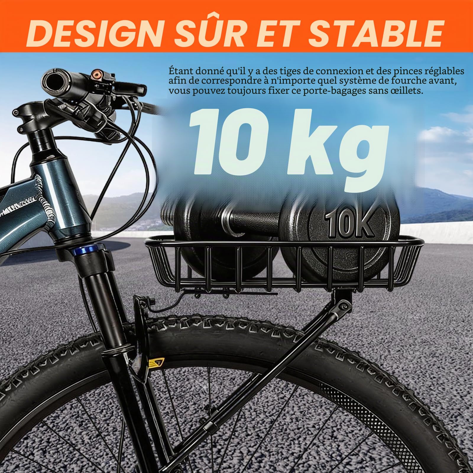BRGD Panier de Vélo avec Porte-Bagages Avant, Grande Capacité d'Aluminium pour Cyclisme sur Route, VTT, Vélo Électrique et Excursions