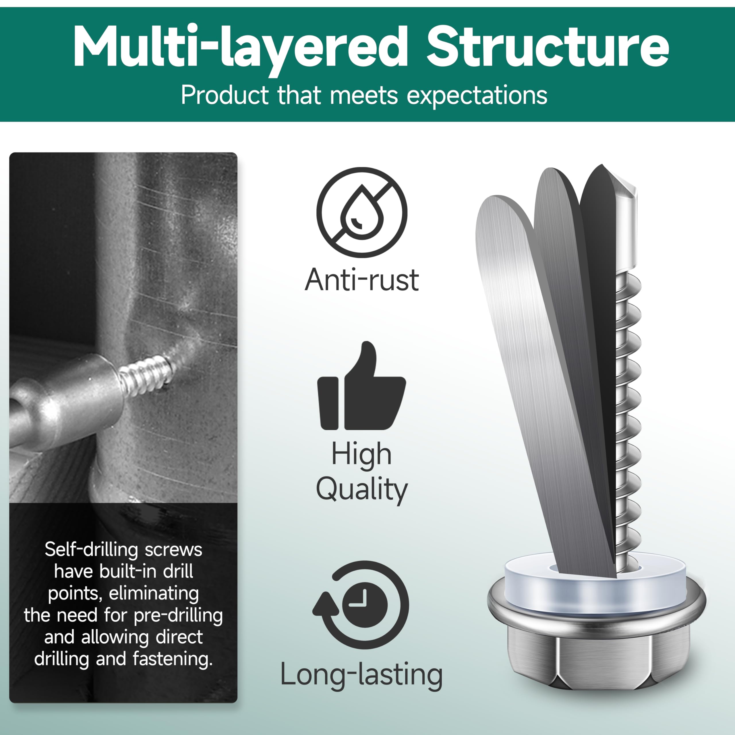 Sheet Metal Screws - 100 Stainless Steel Self Drilling -3 Sheet Metal Screws - 100 Stainless Steel Self Drilling -3