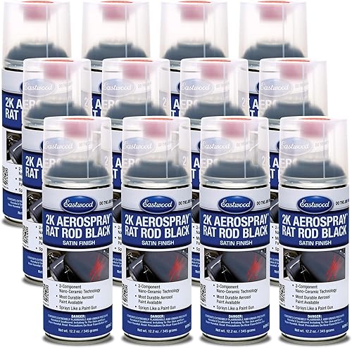 Eastwood Aerosol de acabado negro satinado catalizado 2K para ratas, 12.2 oz