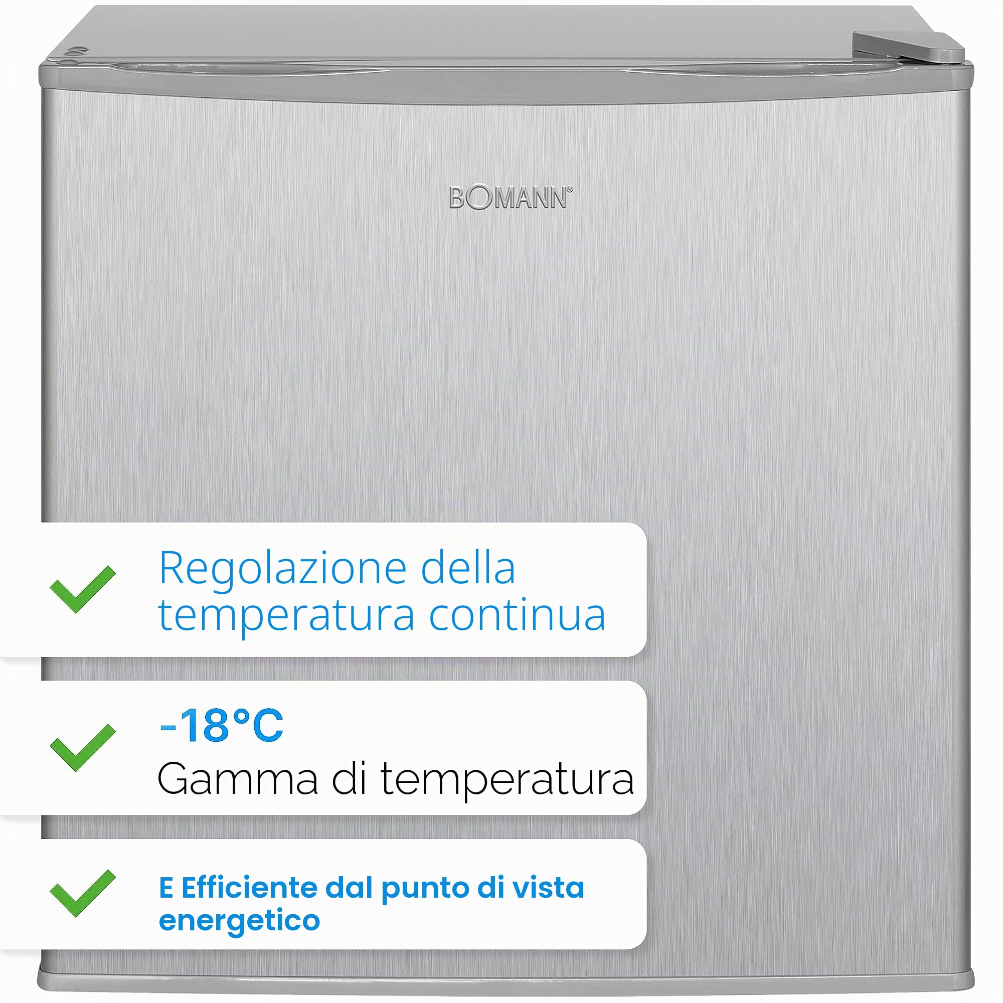 Bomann Freezerbox 31L | Congelatore piccolo con ripiano a griglia | chiusura intercambiabile e regolazione continua della temperatura | Mini congelatore con marcatura a 4 stelle | GB 341.1 inox