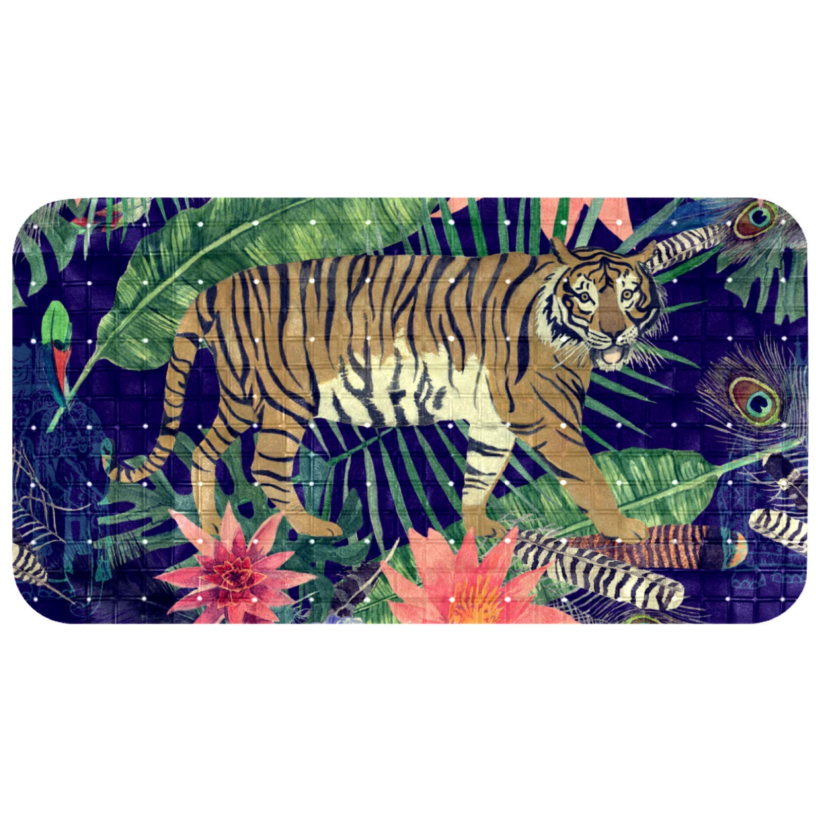Tapis de bain pour bébé antidérapant enfant motif tigre 37x68cm