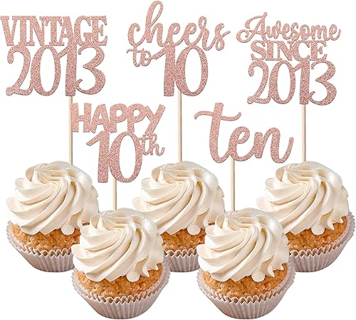 Paquete de 30 adornos vintage de 1973 para cupcakes con purpurina Happy 50th Thirty Awesome Since 1973 50 fabulosas decoraciones para tartas para